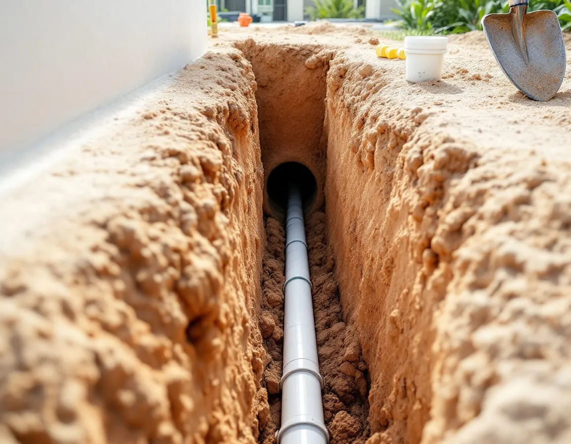A sewer camera monitor showing the inside of a pipe during an inspection
